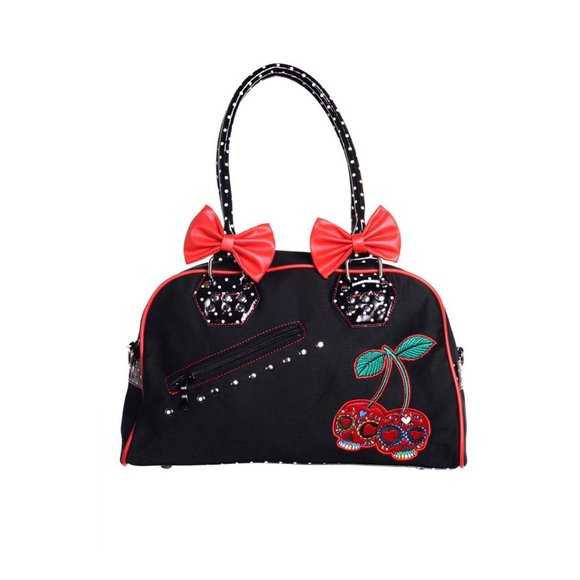 Banned Apparel Handbags - Banned Cherry Skull Dots Handbag